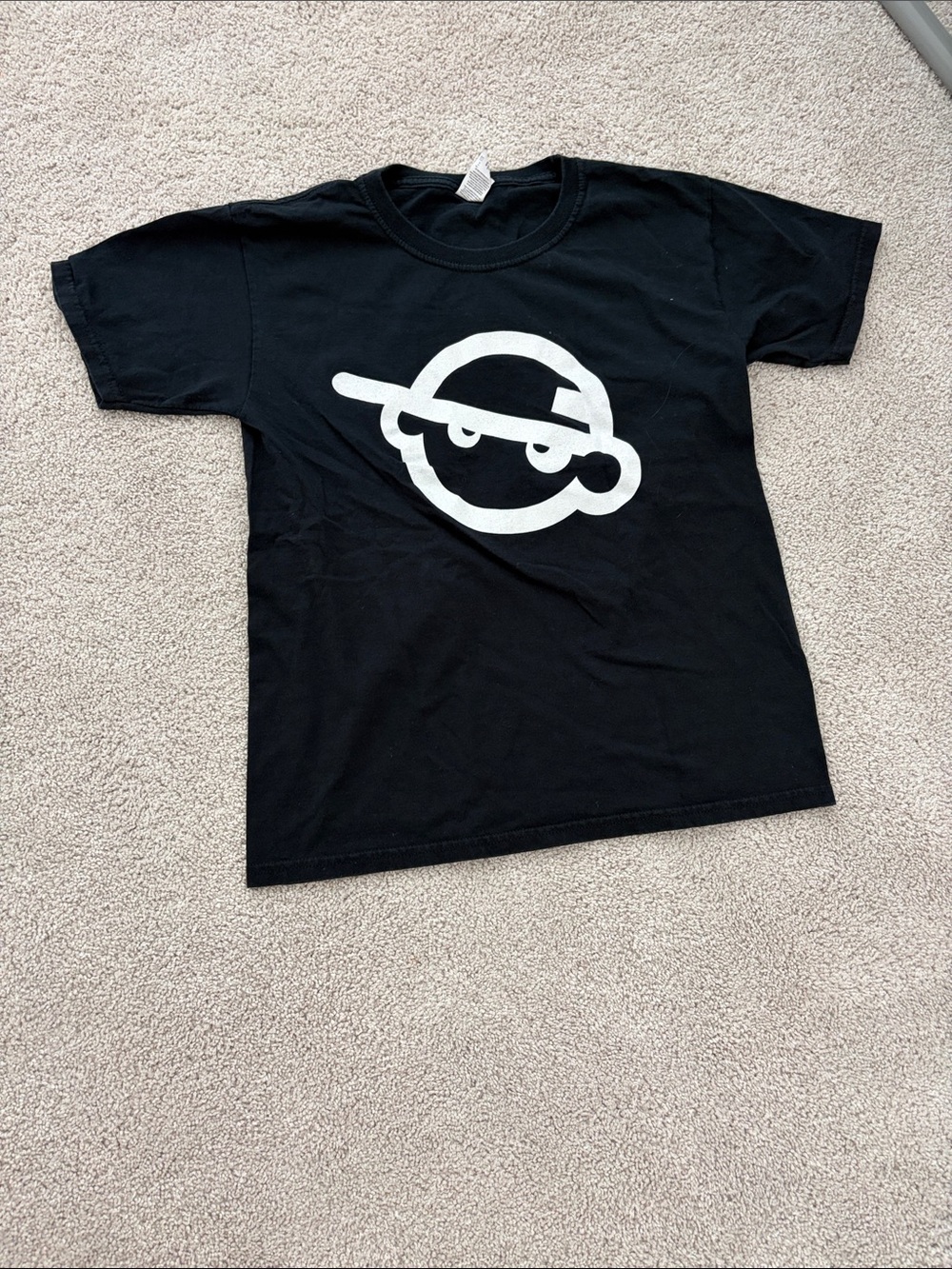 Fruit of the Loom Black Kids T-Shirt with White Graphic